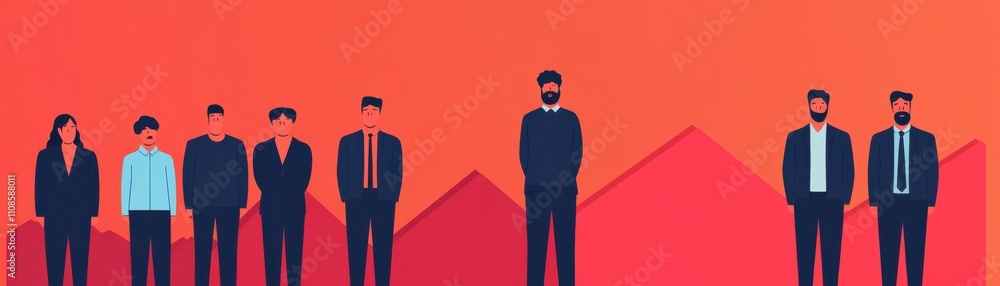 Fototapeta premium Diverse group of professionals standing against a colorful backdrop.