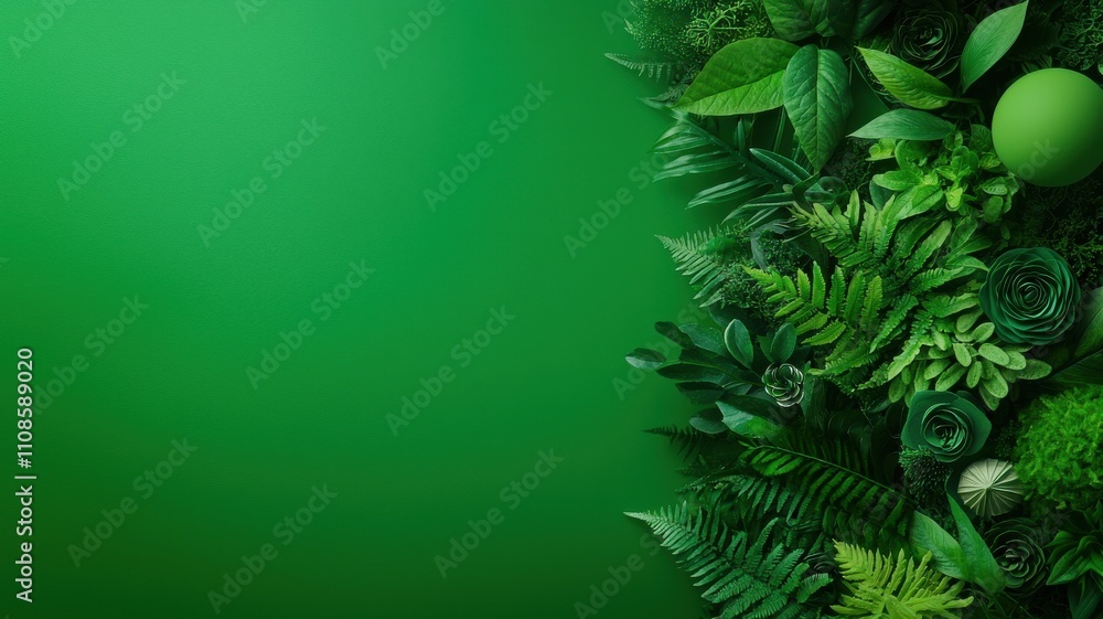 Fototapeta premium Lush green foliage creating a serene and calming background.