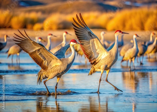 Majestic Sandhill Crane Dance Platte River Nebraska Wildlife Photography photo