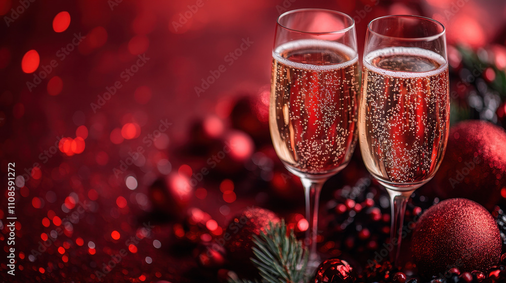 Festive New Year's Champagne Celebration with Sparkling Lights Festive New Year's Champagne Celebration with Sparkling Lights