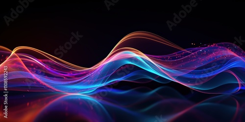 Colorful Abstract Background with Flowing Waves and Gradient Lights Featuring Vibrant Shimmering Effects for Modern Design Purposes