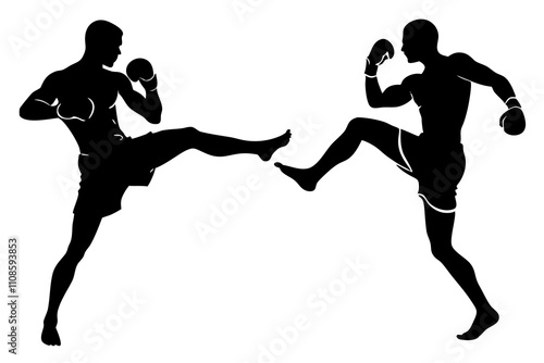 Kick Boxing fighter silhouette.