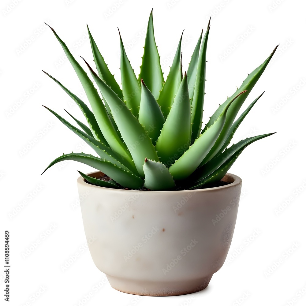 Aloe vera plant in a pot isolated on white background Aloe vera plant in a pot isolated on white background