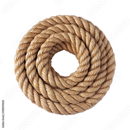 Sisal coil rope isolated on transparent background