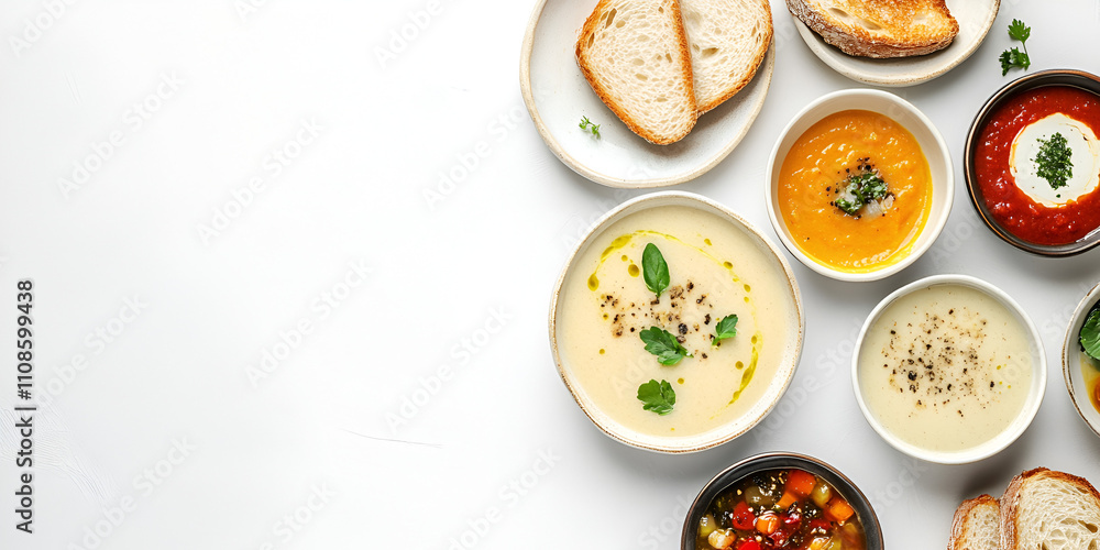 Assorted Freshly Made Soups Served in Bowls Assorted Freshly Made Soups Served in Bowls