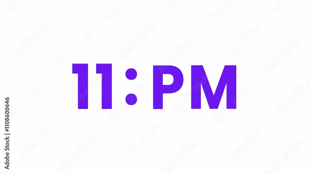 11 PM Animated Text. Alpha matte with transparent background 4K resolution. 11 PM Animated Text. Alpha matte with transparent background 4K resolution.