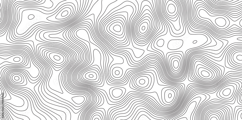 Fototapeta premium Topographic Map in Contour Line Light Topographic White seamless marble texture. Ocean topographic line map with curvy wave isolines vector Black-white background from a line similar 