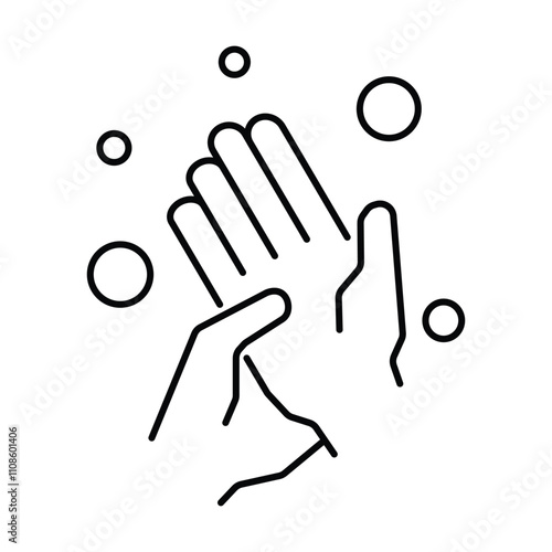 Hand washing with soap bubble icon vector on white background