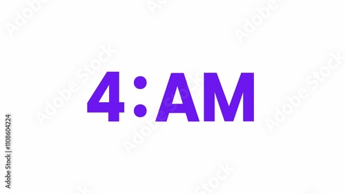 4 AM Animated Text. Alpha matte with transparent background 4K resolution.