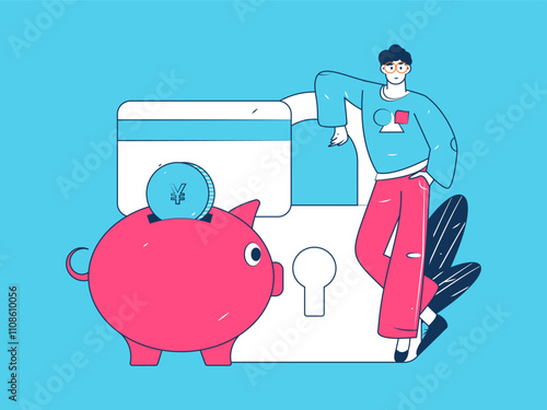 Online shopping payment security character flat vector concept operation hand drawn illustration
