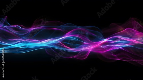 Abstract Flowing Neon Waves Dark Background