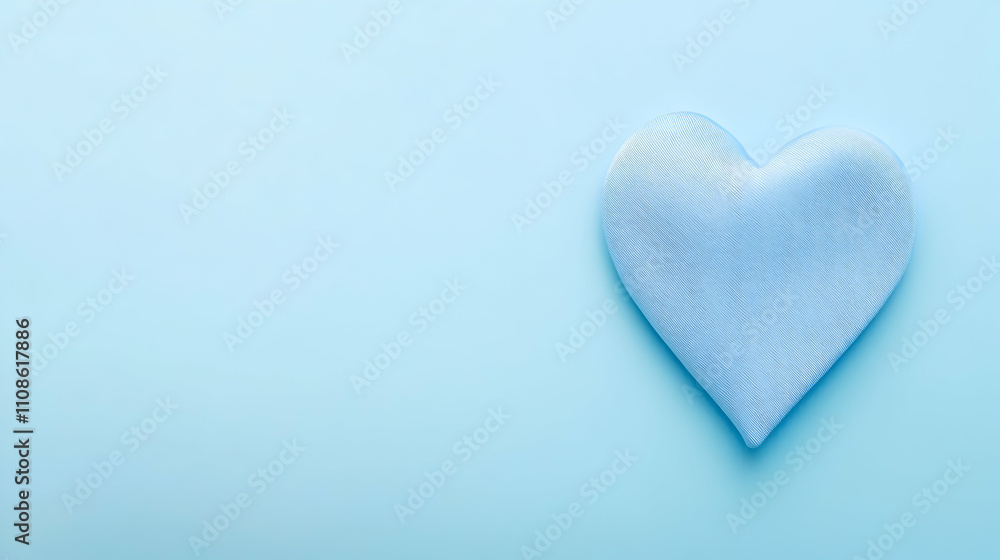 Fototapeta premium Light blue heart shape on pastel blue background.