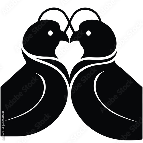"Valentine's Day Lovebirds - Romantic Design Element"