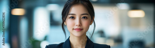 portrait of a business asian woman working at the office, looking at the camera