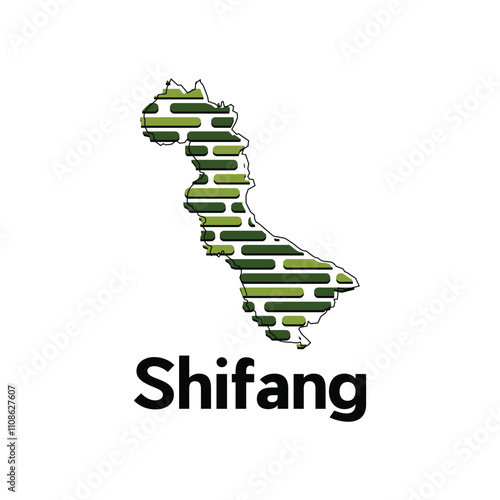 Map of Shifang City, map technology with outline style modern vector design template, China map suitable for your company photo