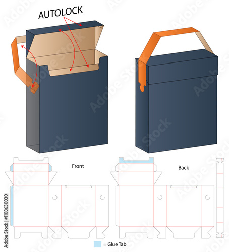 Box packaging die cut template design. 3d mock-up