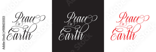 Peace on Earth Typography Black Color Text On White and black Background. Vector illustration. EPS 10 