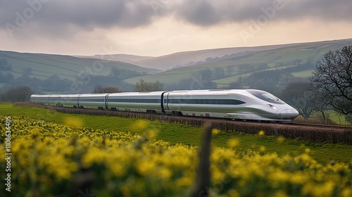 Wallpaper Mural High-Speed Train Journey Through Rolling Hills Torontodigital.ca