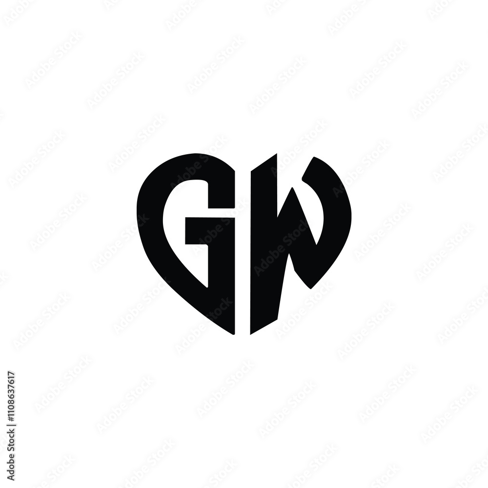 Fototapeta premium GW monogram logo design letter text name symbol monochrome logotype alphabet character simple logo