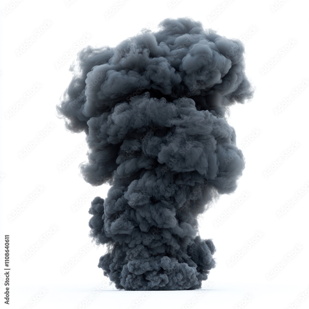 Black smoke Isolated on White Background Generative AI Black smoke Isolated on White Background Generative AI