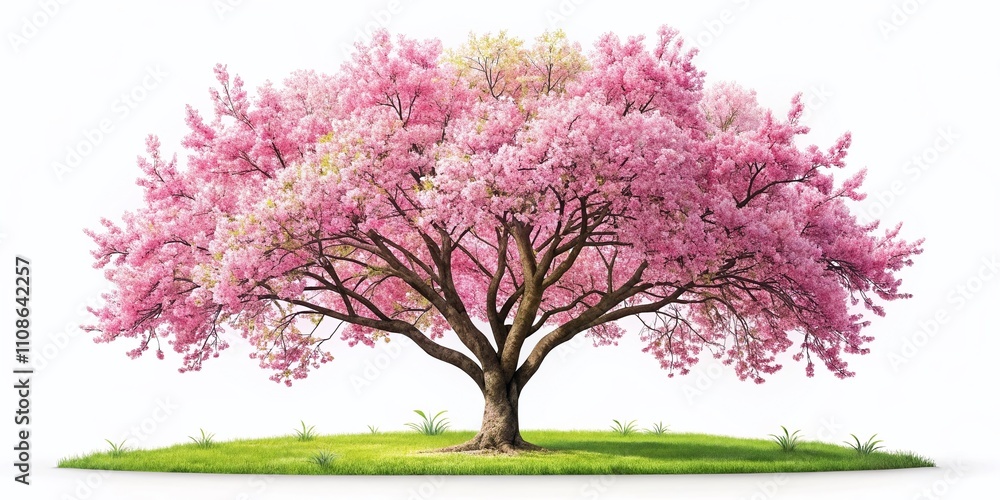 Obraz premium Spring Flowering Tree Illustration - Isolated White Background