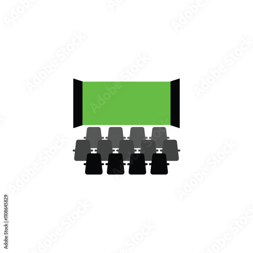 Conference Room with Empty Chairs, cinema theatre Meeting room icon isolated on white background. Conference symbol modern, simple, vector, icon for website design, mobile app, ui. Vector Illustration