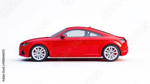 Red Car on Clean White Background
