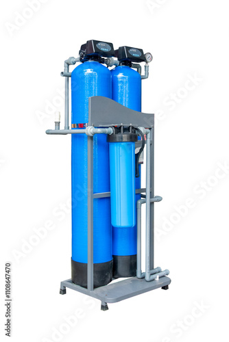 Two-column industrial domestic water filtration system
Close-up image of a water refilling station equipment featuring a reverse osmosis system and a comprehensive monitoring center.