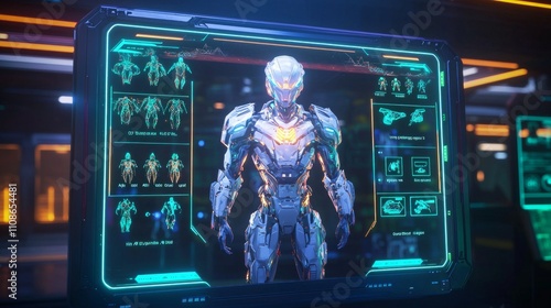 Futuristic AI Avatar Selection Screen for Ultra-Detailed Video Games Concept