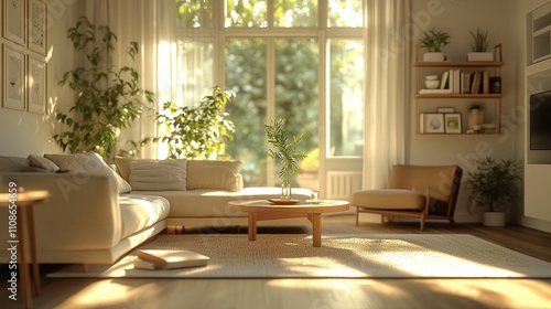 Sunlit Living Room Interior Design