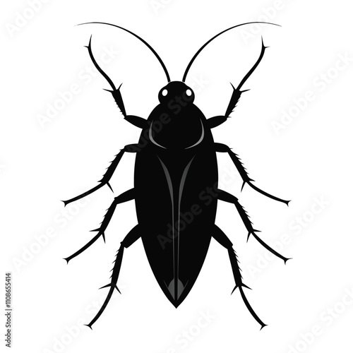 Beetle cockroach vector icon. Realistic vector icon isolated on white background beetle cockroach silhouette. 