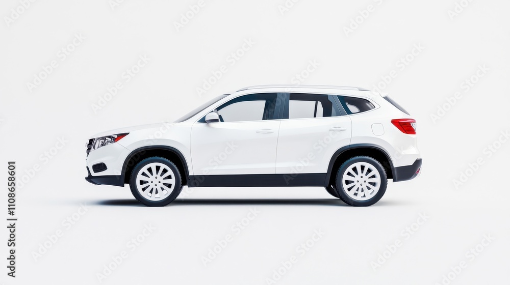 Fototapeta premium Isolated White Car on Clean Background