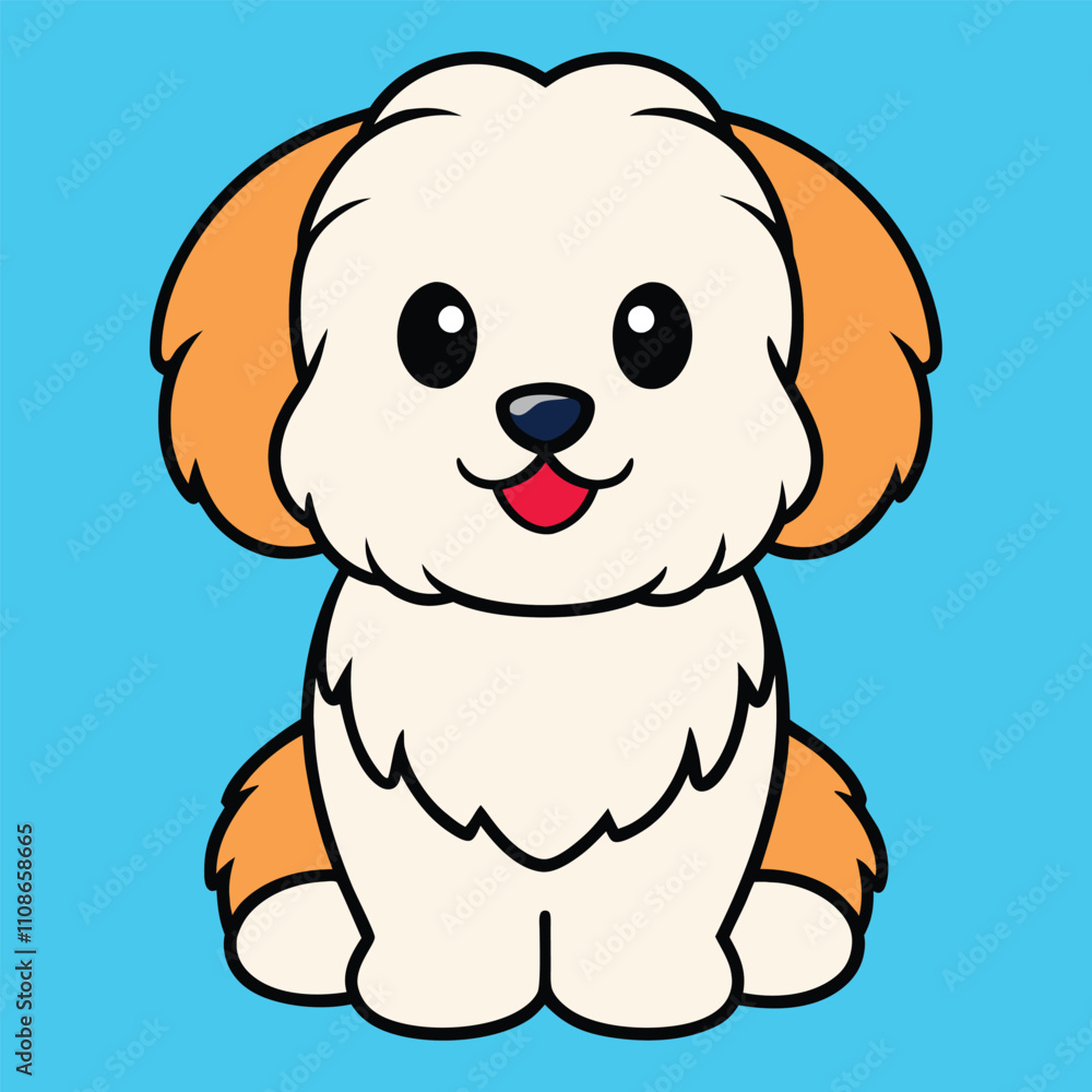 Obraz premium Cute Cartoon Malshi Dog isolated Vector Illustration 