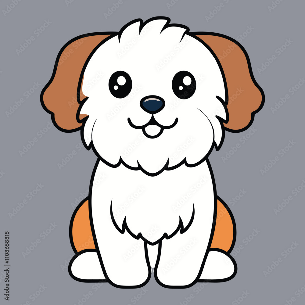 Obraz premium Cute Cartoon Malshi Dog isolated Vector Illustration 