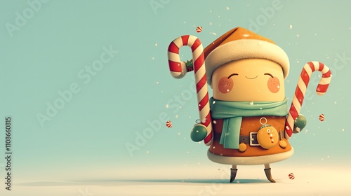 Joyful Candy Cane Characters Happy Mood