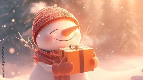 Festive Snowman Character Icy Terrain