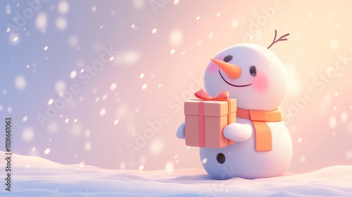 Playful Snowman Character Minimalist Design