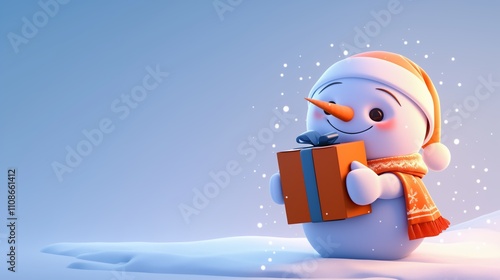 Cute Snowman Character Winter Wonderland