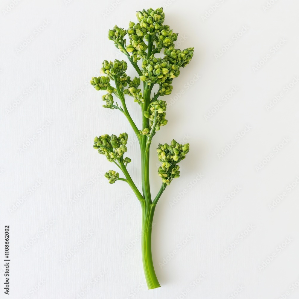 Broccolini Flying slices Isolated on White Background Generative AI Broccolini Flying slices Isolated on White Background Generative AI