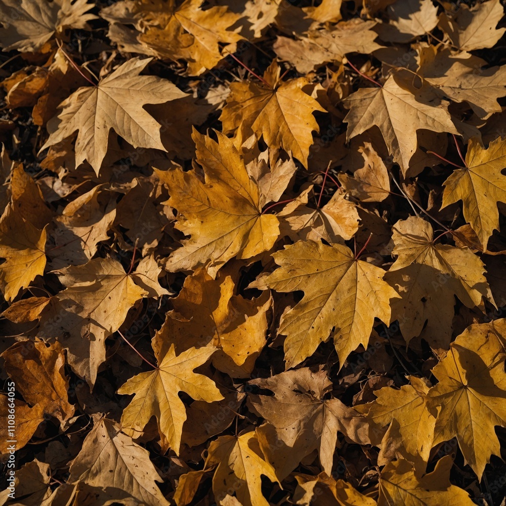 Fototapeta premium Photograph autumn leaves in golden light.