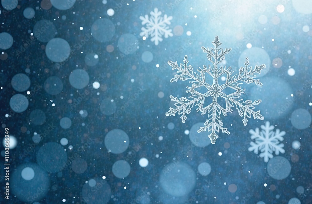 Delicate snowflakes drift through the air, sparkling against a dark blue background, capturing the essence of winter's calm beauty. Generative AI Delicate snowflakes drift through the air, sparkling against a dark blue background, capturing the essence of winter's calm beauty. Generative AI