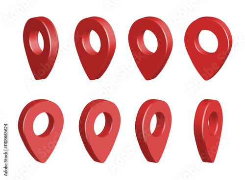 3D Map Pin Marker Icons, Versatile Location Pointers for Maps, Web, and App Design Projects.