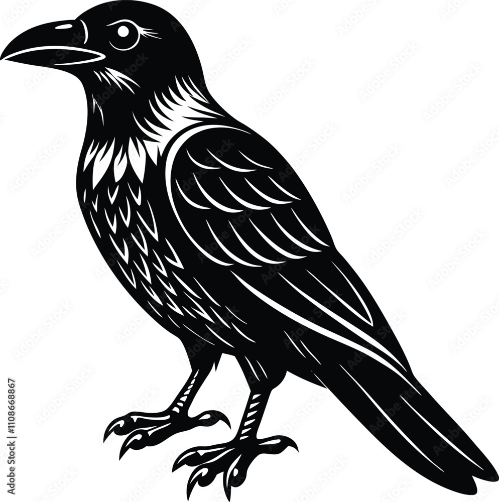 Fototapeta premium picture crow with white background vector silhouette illustration