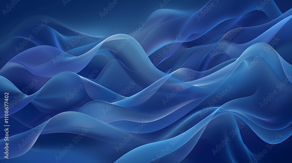 Obraz premium Abstract Blue Waves Flowing Design