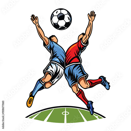 Two players, dynamic poses, classic sports match moment, vector illustration, detailed, vibrant colors, minimalist style, action, competition, retro feel.