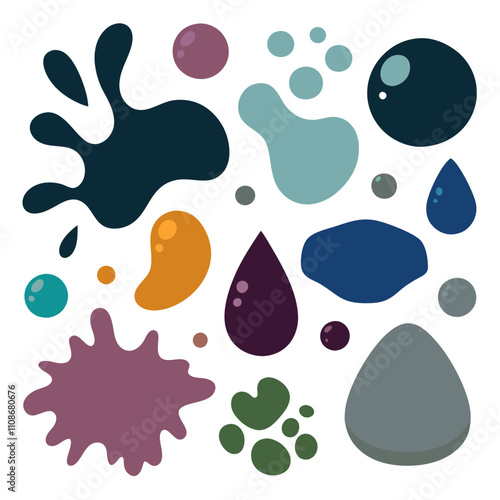 Random blotch, inkblot. Organic blob, blot. Speck shape.Splat, fleck graphic.