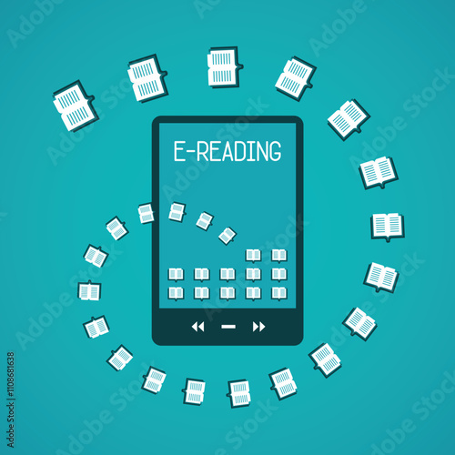 E-reading vector concept in flat style