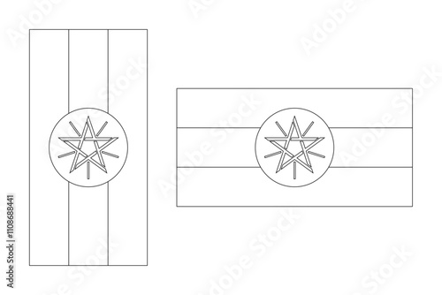 vertical and horizontal ethiopia flag outline. vector illustration