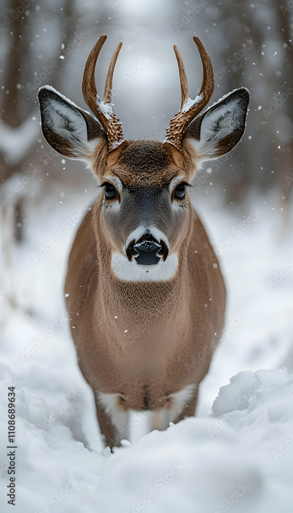 Majestic deer in snowy winter forest. (6) Majestic deer in snowy winter forest. (6)