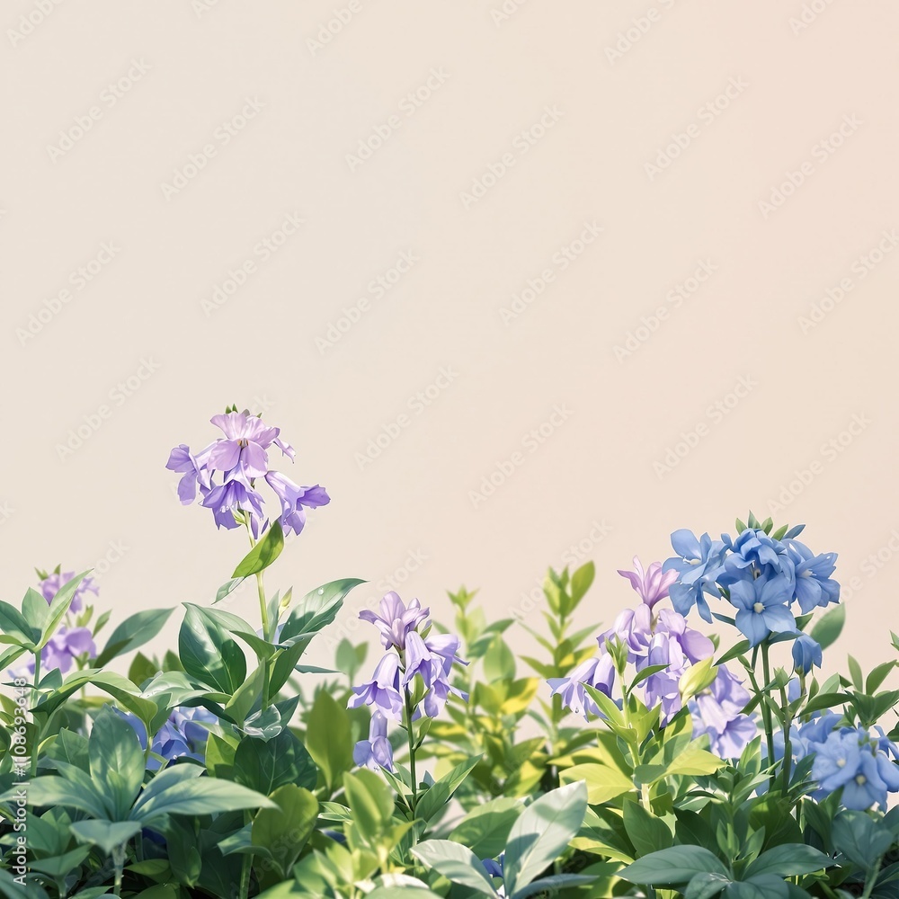 Fototapeta premium Blooming comfrey flowers with droplets of rainwater in a garden, beauty in nature, clean, seasonal